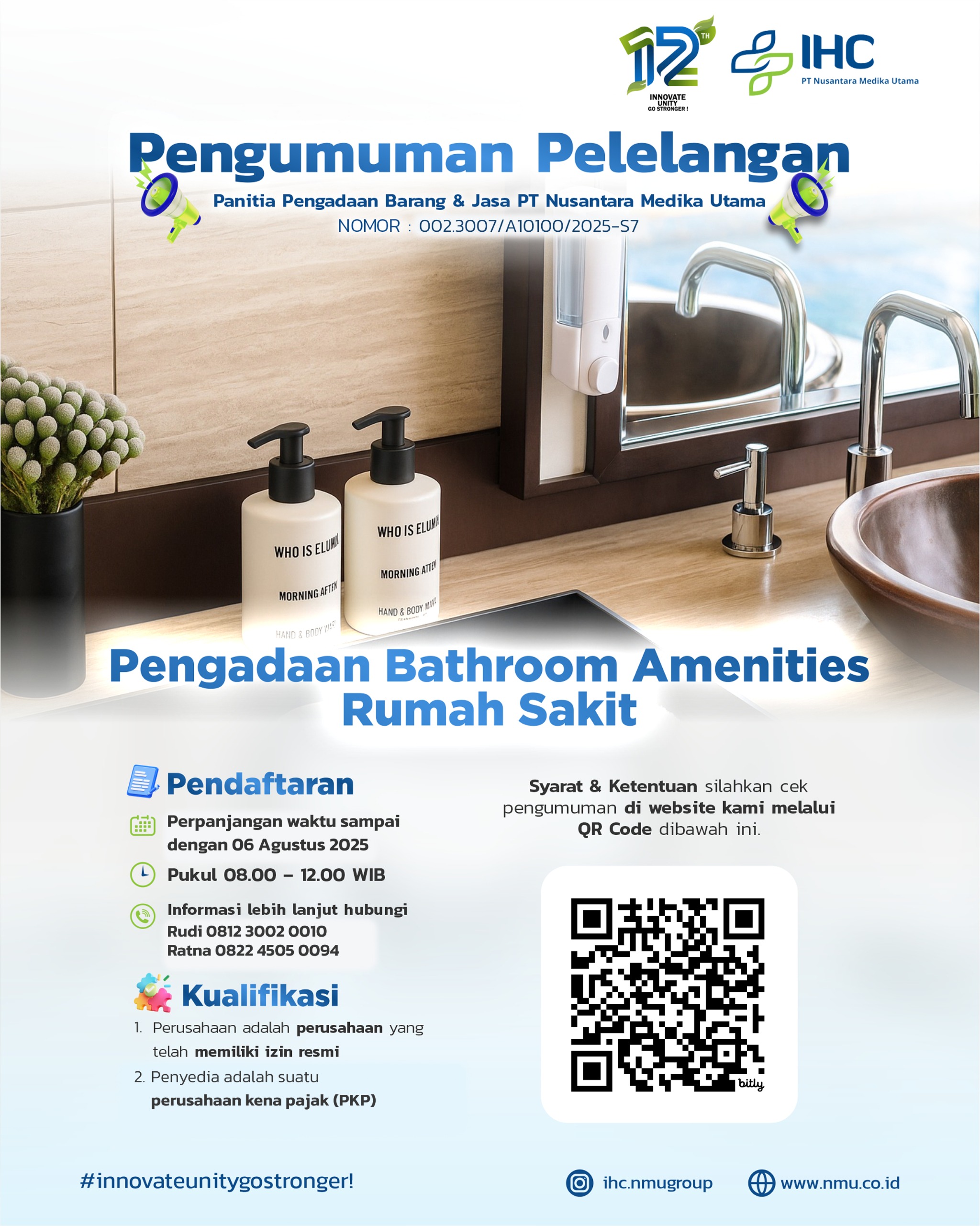 Perpanjangan Waktu Pengadaan Bathroom Amenities Rumah Sakit