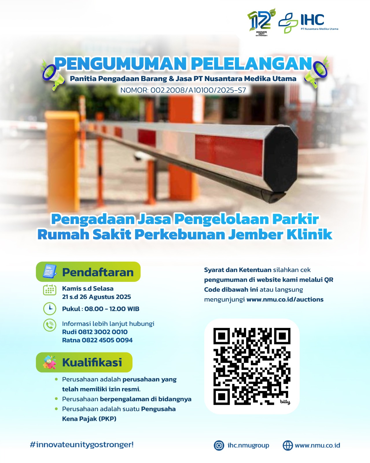 Pengadaan Jasa Pengelolaan Parkir Rumah Sakit Perkebunan Jember Klinik