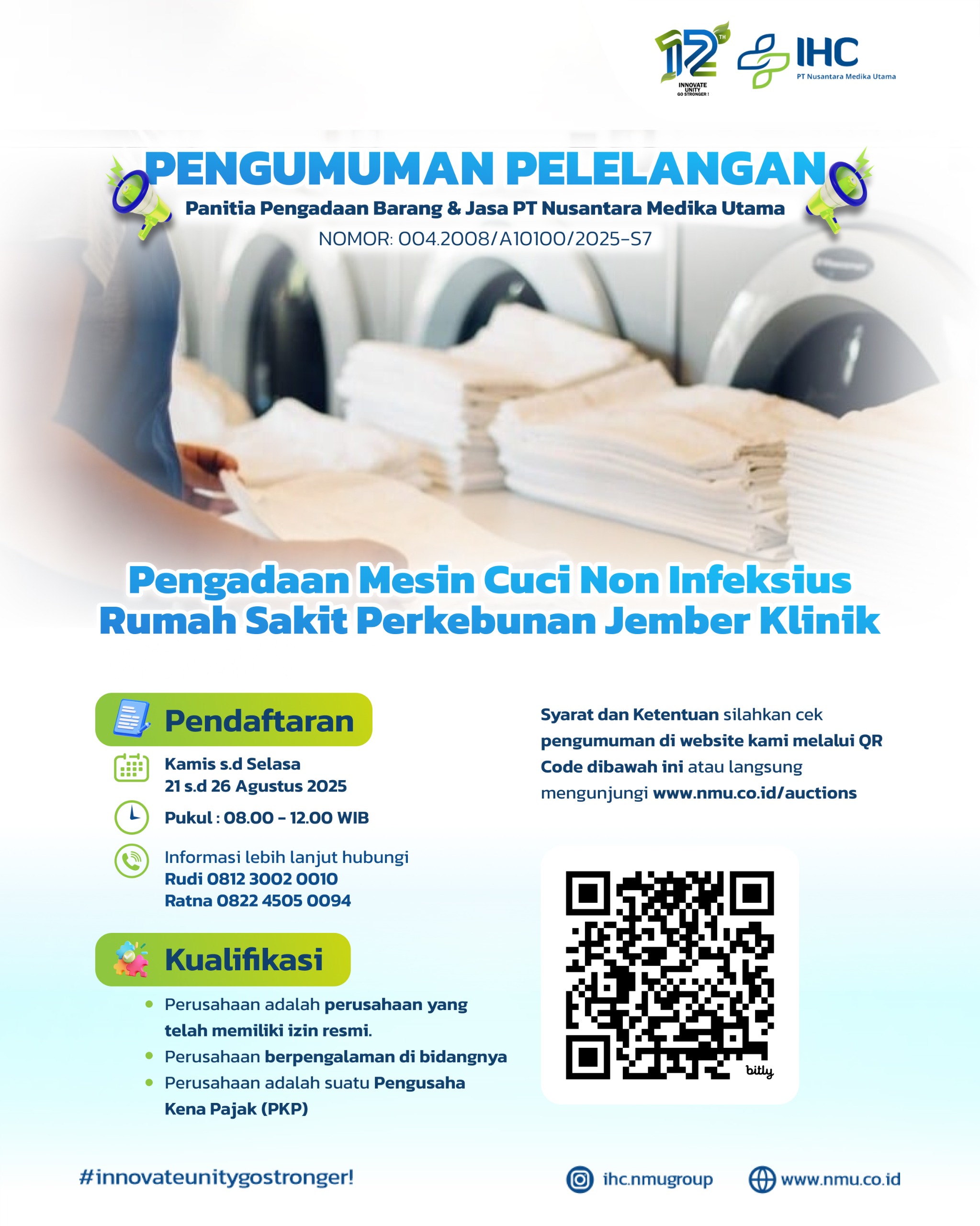 Pengadaan Mesin Cuci Non Infeksius Rumah Sakit Perkebunan Jember Klinik