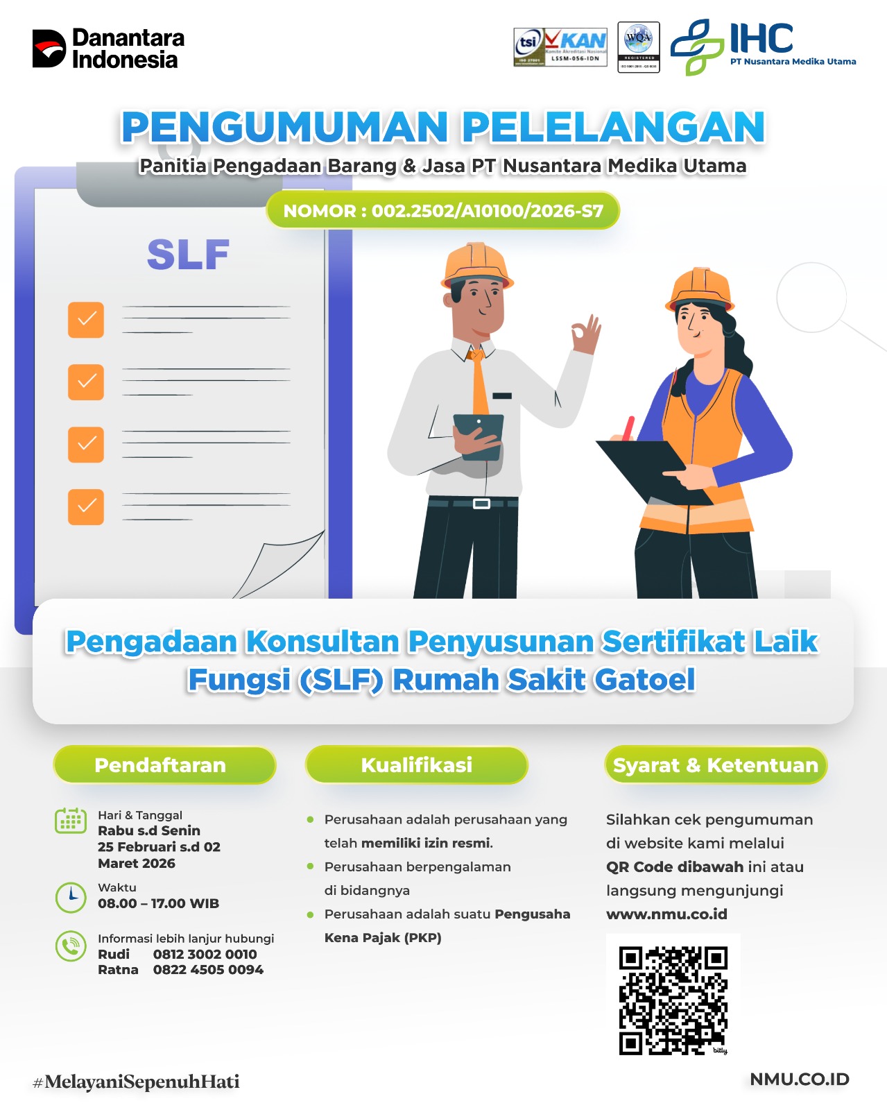 Pengadaan Konsultan Penyusunan Sertifikat Laik Fungsi (SLF) Rumah Sakit Gatoel