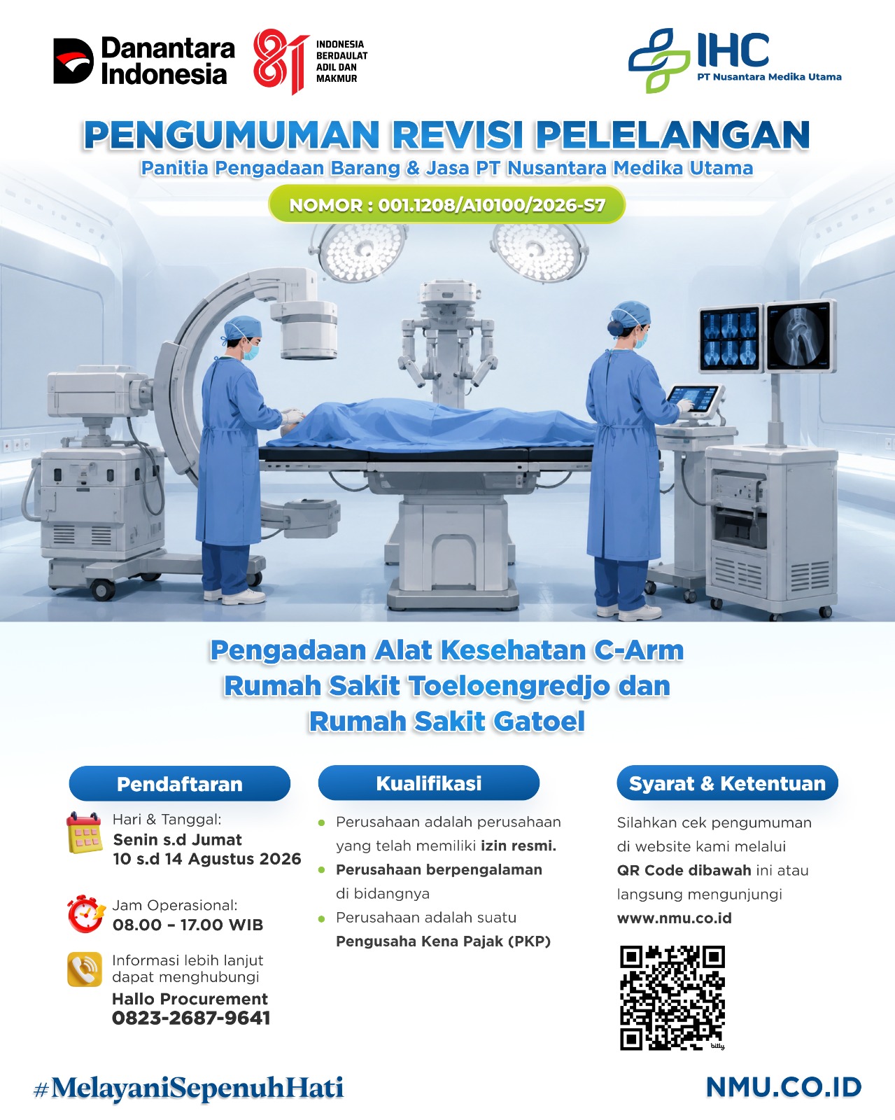 Pengadaan Alat Kesehatan C-Arm Rumah Sakit Toeloengredjo dan Rumah Sakit Gatoel