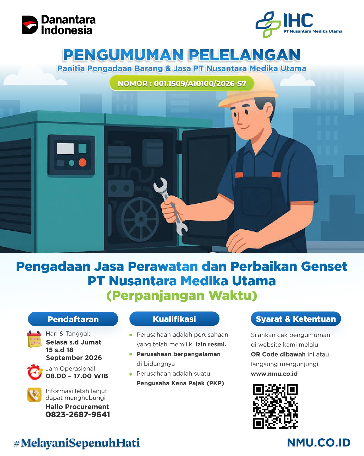 Pengadaan Jasa Perawatan dan Perbaikan Genset PT Nusantara Medika Utama (Perpanjangan Waktu)